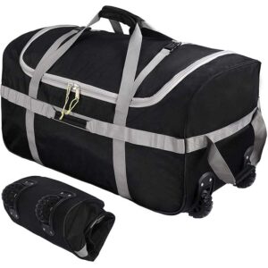 Collapsible Large Duffel Bag With Rollers Camping Foldable Rolling Duffle Bag With Wheels