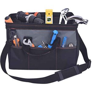 Custom Canvas Multiple Pockets Portable Durable Rubber Base Heavy Duty Open Top Electrician Tool Bag