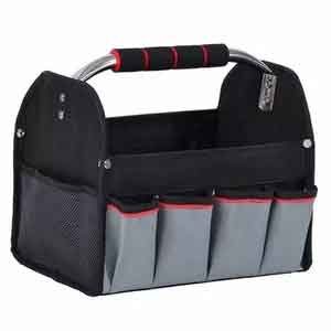 Customized Steel Tubular Handle Heavy Duty Car Wash Detailing Open Top Tote Electrician Tool Bag