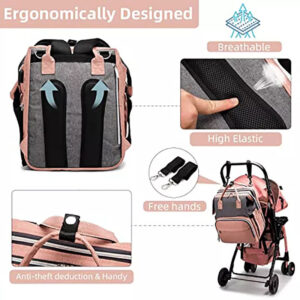 Portable Travel Folding USB Charging Waterproof Expandable Baby Mommy Diaper Baby Bed Backpack with Changing Station