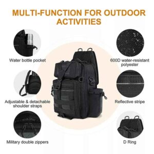Water-Resistant Cross Body Sling Fishing Tackle Backpack Fishing Storage Bag with Adjustable Shoulder Straps for Men and Women