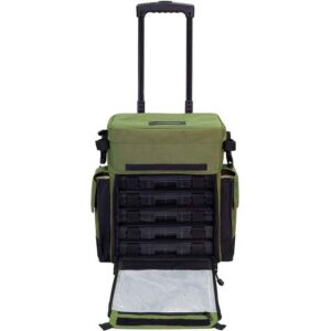Custom Large Outdoors Waterproof Rolling Fishing Tackle Box 4 Rod Holders Fishing Bag Backpack with Wheels