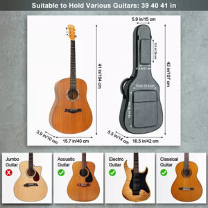 Custom High Quality Durable Waterproof Dual Adjustable Shoulder Strap Electric Acoustic Guitar Gig Bag