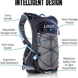 Adjustable Sport Waterproof Camping Hiking Bag Lightweight 2L Hydration Vest Cycling Traveling Backpack For Men Women & Kids