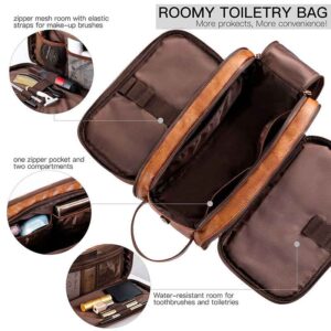 Custom Toiletry Bag for Men Large Travel Shaving Water-resistant Bathroom Toiletries Organizer PU Leather Cosmetic Bags