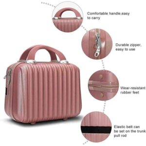 Makeup Travel Case Hard Cosmetic Organizer Bag Small Makeup Bag Box Retro Mini PC ABS Carrying Suitcase for Women Girls