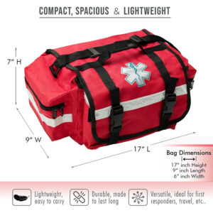 Professional Empty Red First Responder Bag First Aid Carrier for Paramedics and Emergency Medical Supplies Kit