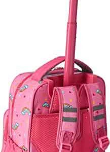 Kids’ Girls Red Sparkle Rolling School Backpack with Wheels