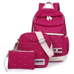 Print Girls Canvas Backpacks Set for School Bags Bookbags for Teenage Girls with Crossbody Bag 3 Pieces