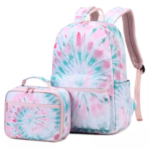 2022 new arrivals school bags with lunch box tie dye bag blue pink backpack set girls kids lunch box children school bags