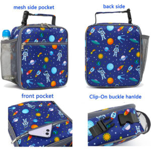 Custom Kids Lunch box Insulated Soft Bag Mini Cooler Back to School Thermal Meal Tote Kit for Girls, Boys, Astronaut