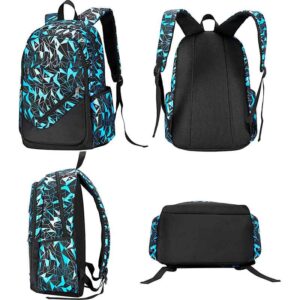 Backpack for School Large Bookbag Waterproof School bag Pencil Case Sling Bag Set for Middle High Casual Daypack (Blue)