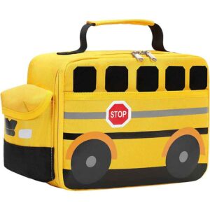 Insulated Lunch Box for Kids Boys Girls School Lunch Bags Reusable Cooler Thermal Meal Tote for Picnic (Yellow School bus)