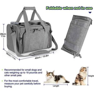 Airline Approved Pet Carrier with 2 Food-Grade PVC Folding Bowls, Soft Sided Foldable Cat Travel Bag for Poop, Splash-Proof Ventilated Carrier for Pet Transportation