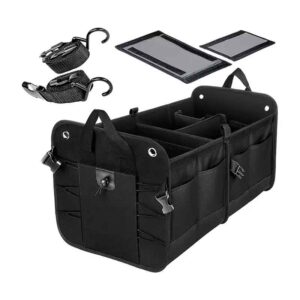 Simple Design Water-resistant Large Collapsible Portable Multi Compartments Cargo Trunk Organizer Black