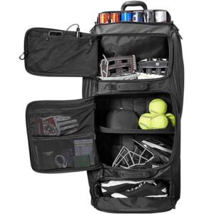 Outdoor Wheeled Catchers Gear Large Softball Bag Rolling Baseball Bag with Wheels