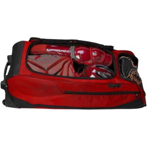 Factory Custom Red Softball Sports Travel Equipment Rolling Baseball Bag with Wheels
