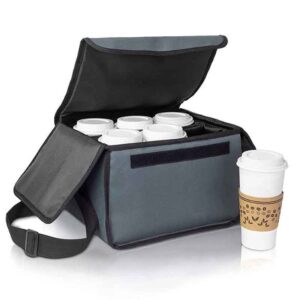 Custom Reusable Coffee Cup Holder Drink Caddy Carrier Beverage Delivery Bag with Dividers