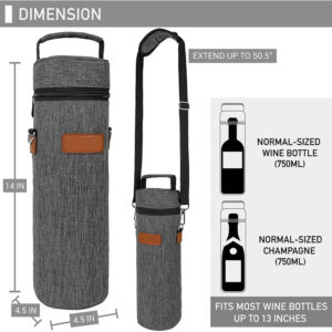Protective Insulated Padded Thermal Single Bottle Wine Carrier Bag