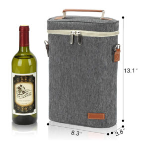 2 Bottle Insulated Wine Tote Bag Wine Carrier Travel Padded Cooler Bag