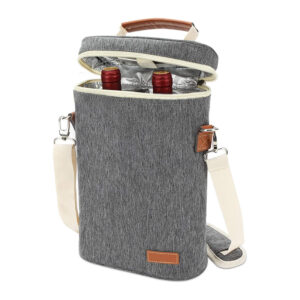 2 Bottle Insulated Wine Tote Bag Wine Carrier Travel Padded Cooler Bag