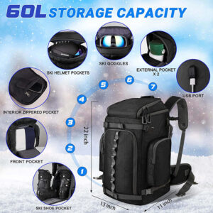 60L Storage Capacity Travel Durable Ski Boot Bag Waterproof Snowboard Boot Bag